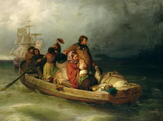 Auswanderer an Bord, 1851